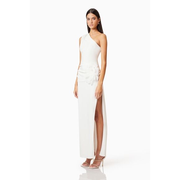 ELLIATT Janelle One Shoulder Gown White Bachelorette Bridal Wedding size M NWT - Picture 3 of 8
